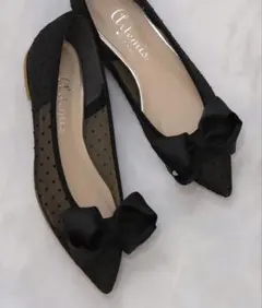 DIANA ダイアナ　ドットチュールビッグリボンフラット