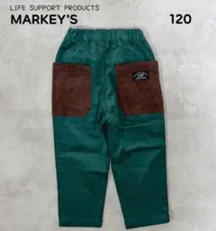 120【新品】マーキーズ コールテンタックロングパンツ グリーン ブラウン