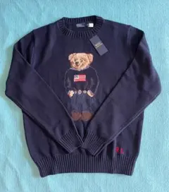 未使用 ポロベア コットンセーター 刺繍セーター ネイビー M
