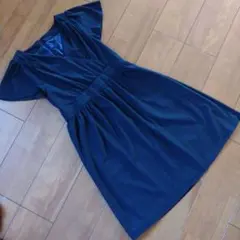 ROPE ロペ　半袖ワンピース　フォーマル　ネイビー　シアー　ボーダー