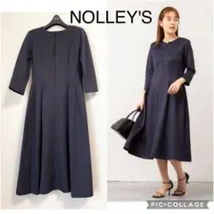 【新品】ノーリーズ 両前 ダンボールニット ワンピース ネイビー オケージョン