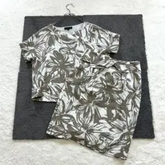 ✨【エスプリミュール】ベージュ系 総柄 スカートセットアップ 美品