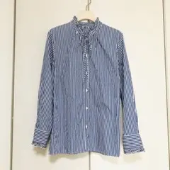 美品】A.P.C. アーペーセー フリルカラー ストライプシャツ ブルー 36 