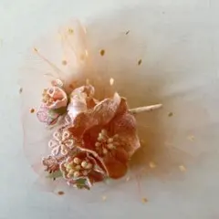 花モチーフ コサージュ ピンク系
