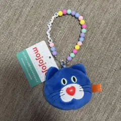 新品 mojojojo ビーズチェーン付きフェイス マスコット2 青ネコ
