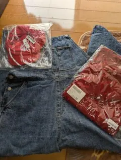 デニムオーバーオール＆長袖Tシャツ＆キャップ 3点セット
