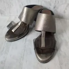 【美品】シルバー×クリア ミュール サンダル オープントゥ 23.5cm