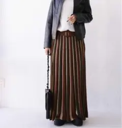 antiqua新品タグ付き ベルト付きロングスカート レトロブラウン