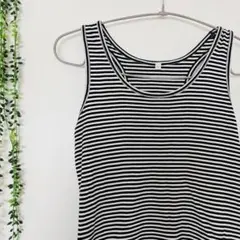 【美品】タンクトップ ボーダー 伸縮性有り 綿100% 春夏 TM マッチョ