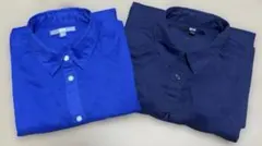 Lサイズ ユニクロ 青と黒のボタンダウンシャツ2点セット