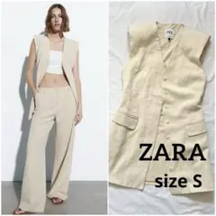 【ZARA】レディース ジャケット ジレ 白 ベージュ s m ロング