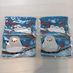 シマエナガデザイン巾着2個セット