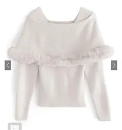 GRL ファー付きケープ風ニットトップス アイボリー