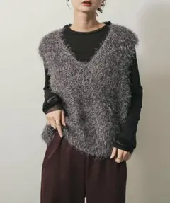 モールフェザーニットベスト　グレー