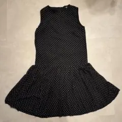 UNIQLO ブラック ドットプリーツワンピース S