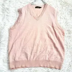 1281 カシミヤ100% ニットベスト ノースリーブニット L 上質 ピンク