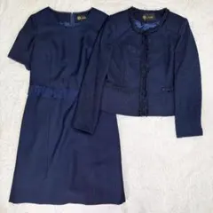 【美品】東京ソワール　ノーカラー　ツイード　ワンピース　フォーマル　セット　9号