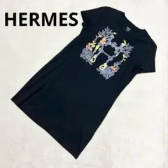 新品 HERMES エルメス シェーヌダンクル ワンピース ブラック 44 XL