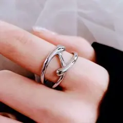 シルバーリング 指輪 サイズ調整可能 silver925 シンプル ２連