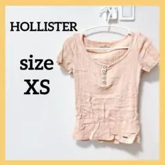 HOLLISTER ホリスター【XS】ピンクリブTシャツ ミニTシャツ