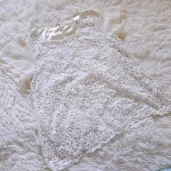PATTERN パターン 花柄レース 半袖ブラウス M ホワイト フェミニンのサムネイル