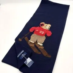 新品タグ付き ポロ ラルフローレン マフラー ポロベア スキー ネイビー