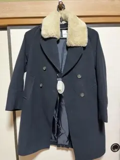 earth ネイビー ダブルブレスト ロングコート