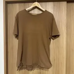 裾フリンジ加工 Tシャツ ブラウンのサムネイル