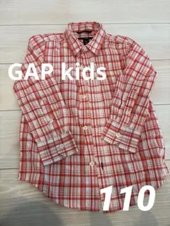 GapKids 赤白チェック 長袖シャツ 110