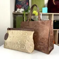 美品 IBIZA 名作 オールレザー 全面カービング風 トートバッグ