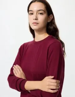 【着用1回】ユニクロ メリノクルーネックセーター レッドL