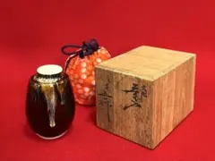 文琳茶入 京焼 清水焼 桶谷定一作 仕覆 名物裂『葛城手異紋』桐箱