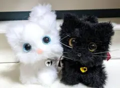 黒猫　白猫　モール人形　モールアート　2体セット　キーホルダーにも