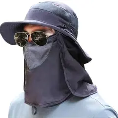 サファリハット メンズ UVカット 3WAY 撥水加工 サイズ調整可 ネイビー