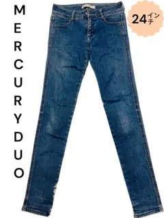 MERCURYDUO スキニーデニム 24インチ ストレッチ 美脚 細身 ブルー