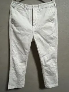 BEAMS 7分丈 ストレッチテーパードチノパンツ ホワイト