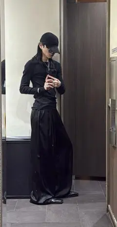 希少】eskandar エスカンダー ワイド ワークパンツ エクリュ 春夏素材 