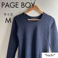 PAGE BOY ページボーイ フレアワンピース M ネイビー クレープ生地