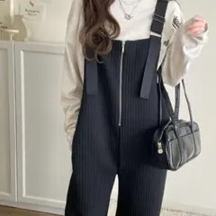 【classicalelf】ふくれジャガードフロントジップサロペット　Mサイズ
