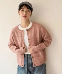 【FREAK'S STORE】 ワンポイントハートコンパクトニットカーディガン