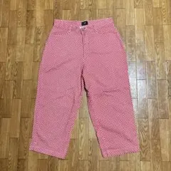 90〜00s Lee クロップドパンツ 赤 白 ギンガムチェック 12M 古着のサムネイル