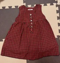 赤と緑のチェック柄ジャンバースカート familiar 90cm