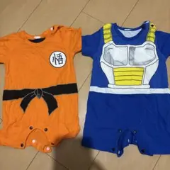 孫悟空、ベジータコスプレベビー服　半袖ロンパース2枚セット
