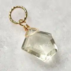 14kgf グリーンアメジスト チャーム ネックレス トップ 天然石