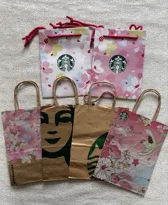 スターバックス紙袋 　限定SAKURAデザイン2枚（新品）+4枚（多少キズあり）