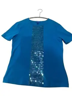 【美品】ESCADA SPORT青 スパンコール　半袖Tシャツ M