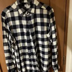 UNIQLO ネルシャツ ブロックチェック ネイビー Mのサムネイル