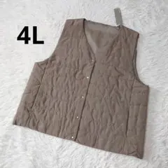 新品 大きいサイズ 4L カーキ Vネック 中わた ベスト インナーベスト
