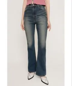 SLY ハイウエスト フレアパンツ ウィズ ロイカ アールイーエフ ブルー　24