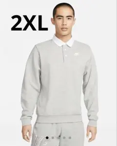 新品 ナイキ クラブフリース 裏起毛 襟付き ロングスリーブ ポロ 2XL